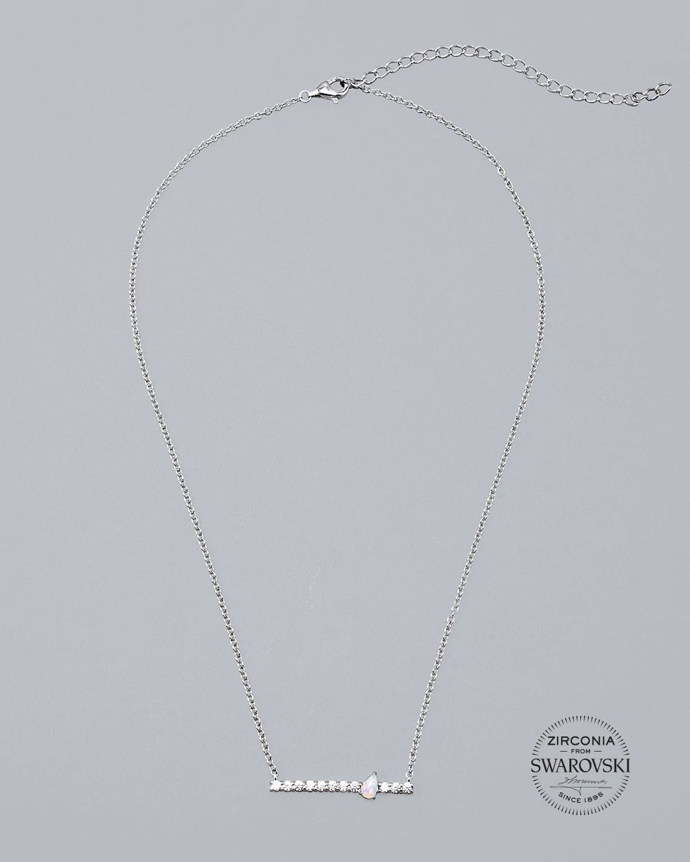 Sterling Silver Bar Necklace with Zirconia from Swarovski White House Black Market